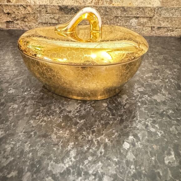 VTG Elynor China 24-Karat Gold-Plated Lidded Dish Vintage MCM Hollywood Regency - Picture 8 of 11